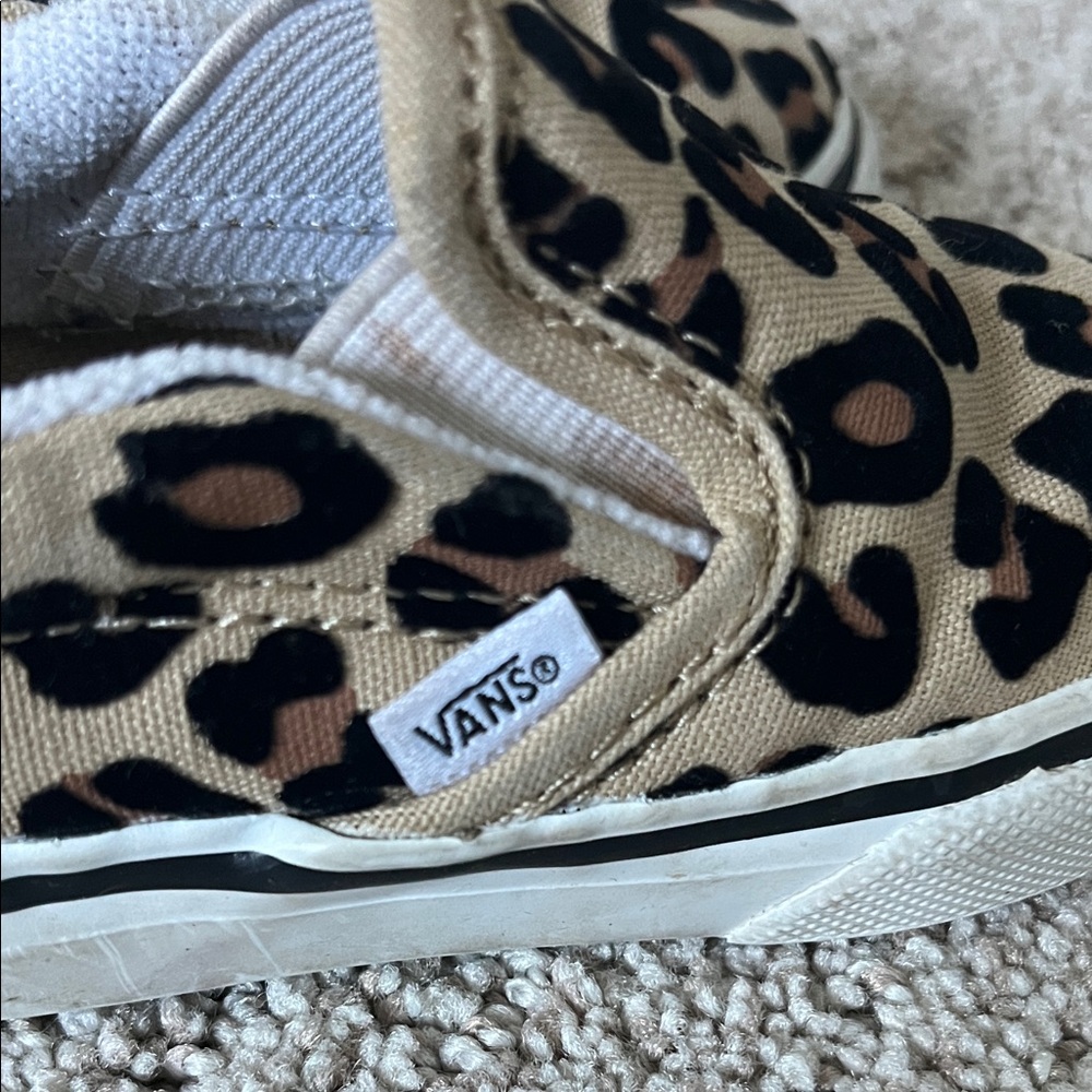 Vans Toddler Tan Leopard Slip-On Sneakers - Picture 2 of 6